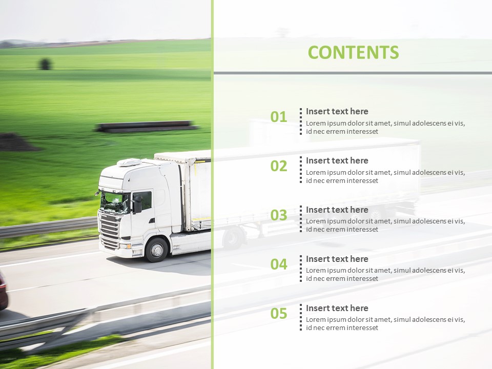 Trucks Running on Roads Free Powerpoint Templates Design
