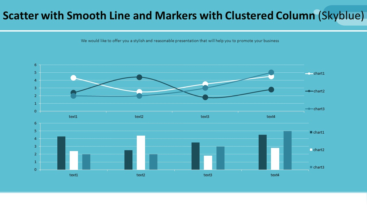 Scatter with Smooth Line and Markers with Clustered Column (Skyblue)