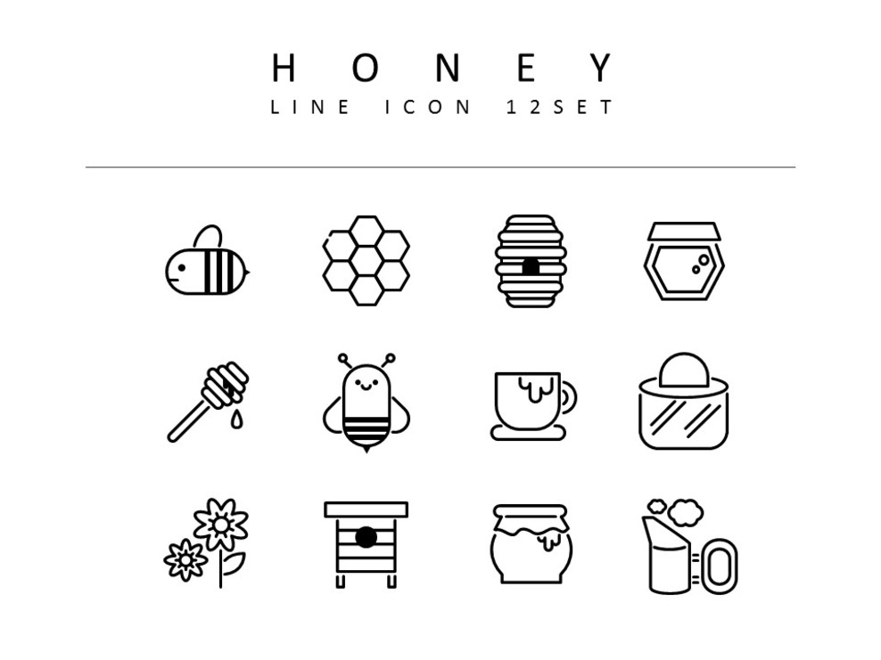 Honey Icons Set Vector_01