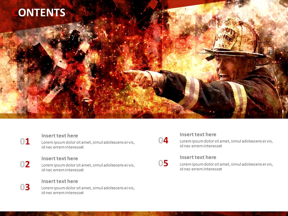 Modelli di presentazione gratuiti - Vigile del fuoco tra le fiamme_02
