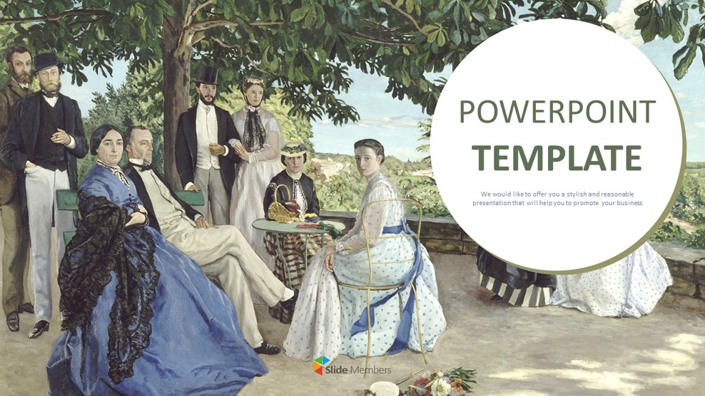 Free Google Slides Templates - Jean Frederic Bazille \"Reunion De Famille\"_01