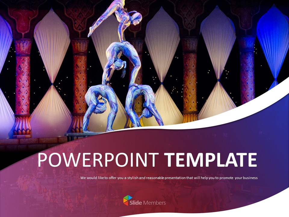 無料のgoogleスライドのデザインテンプレート サーカスのパフォーマンス