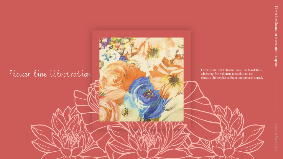 フラワーラインイラスト シンプルなキーノートのテンプレート