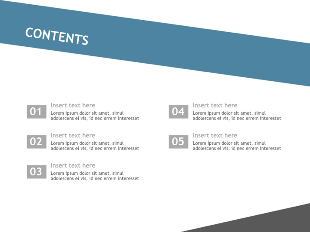 blue gray V shaped ribbon - Keynote Template Free|Slides