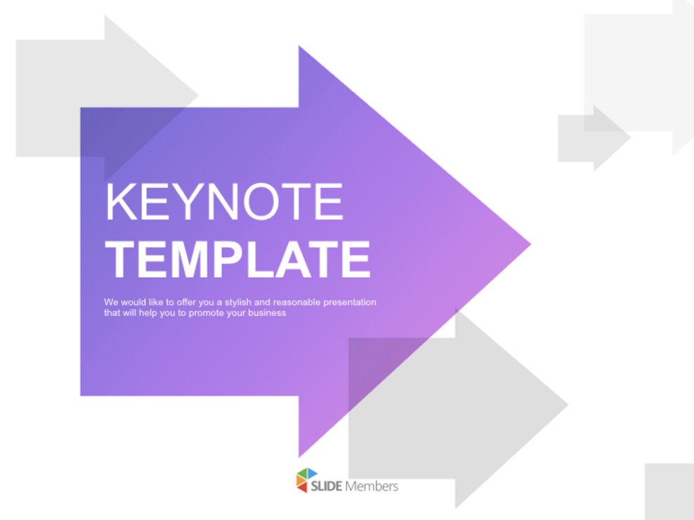 Keynote Template Free Download - Purple Big Arrows and Gray Small Arrows_01