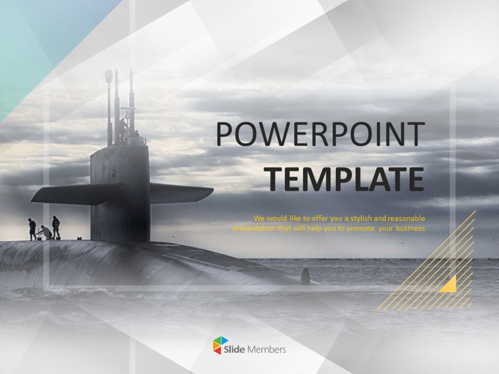 巨大な潜水艦 - 無料PowerPointのテンプレートデザイン_01