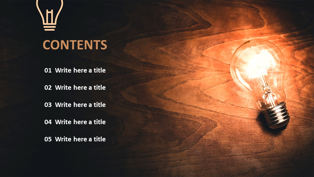 Lightbulb Brightening Dark Free Powerpoint Template
