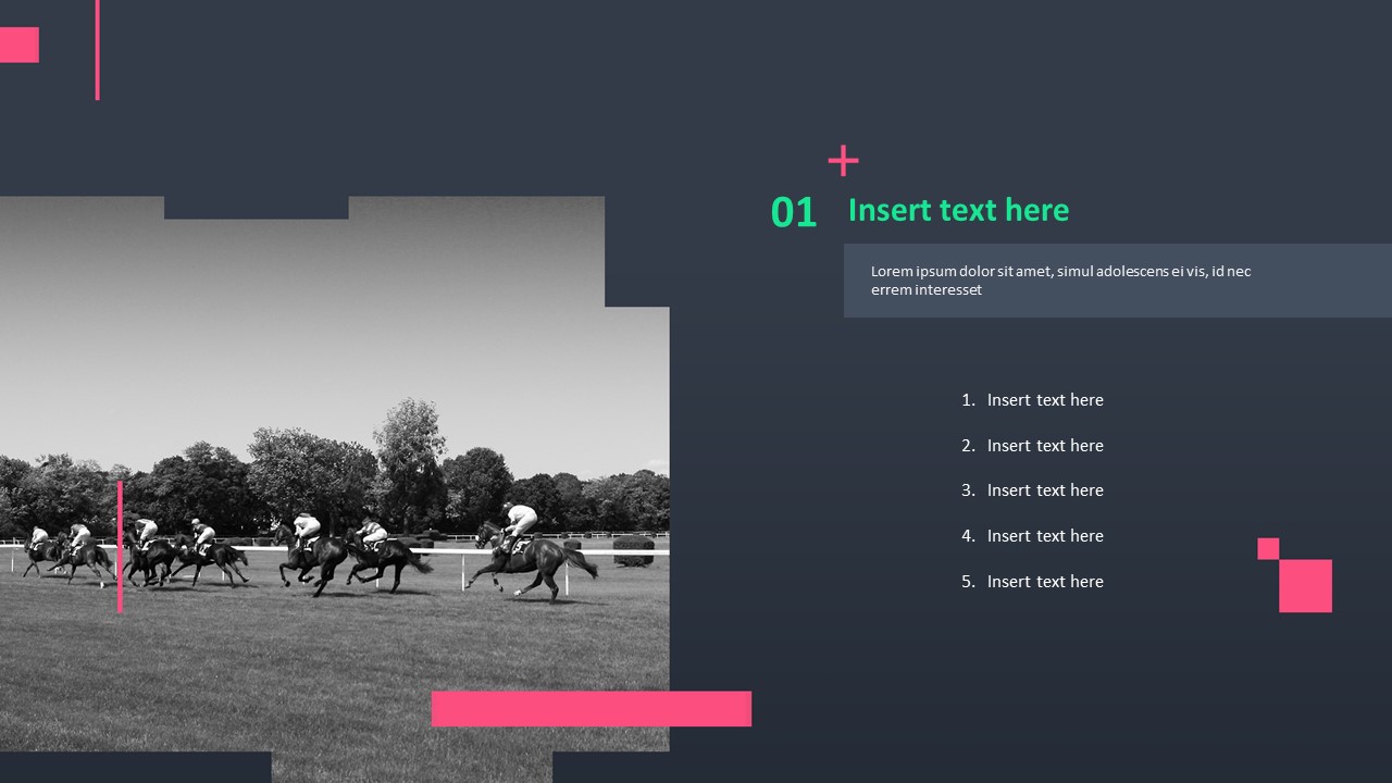 Free Ppt Sample Horse Racing Theme Black And White Sports