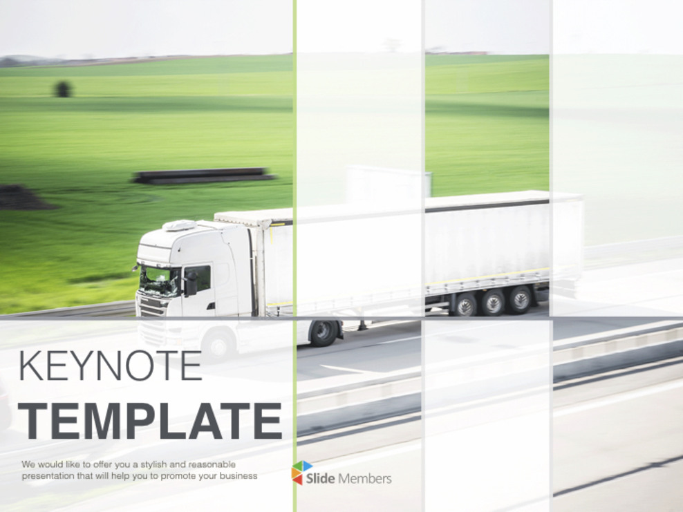 Download gratuito di modelli keynote - Camion in esecuzione su strade_01