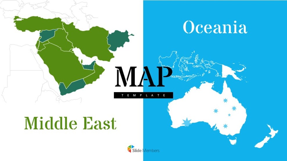 Mapa de Oceanía y Medio Oriente Presentación de Google PowerPoint_01