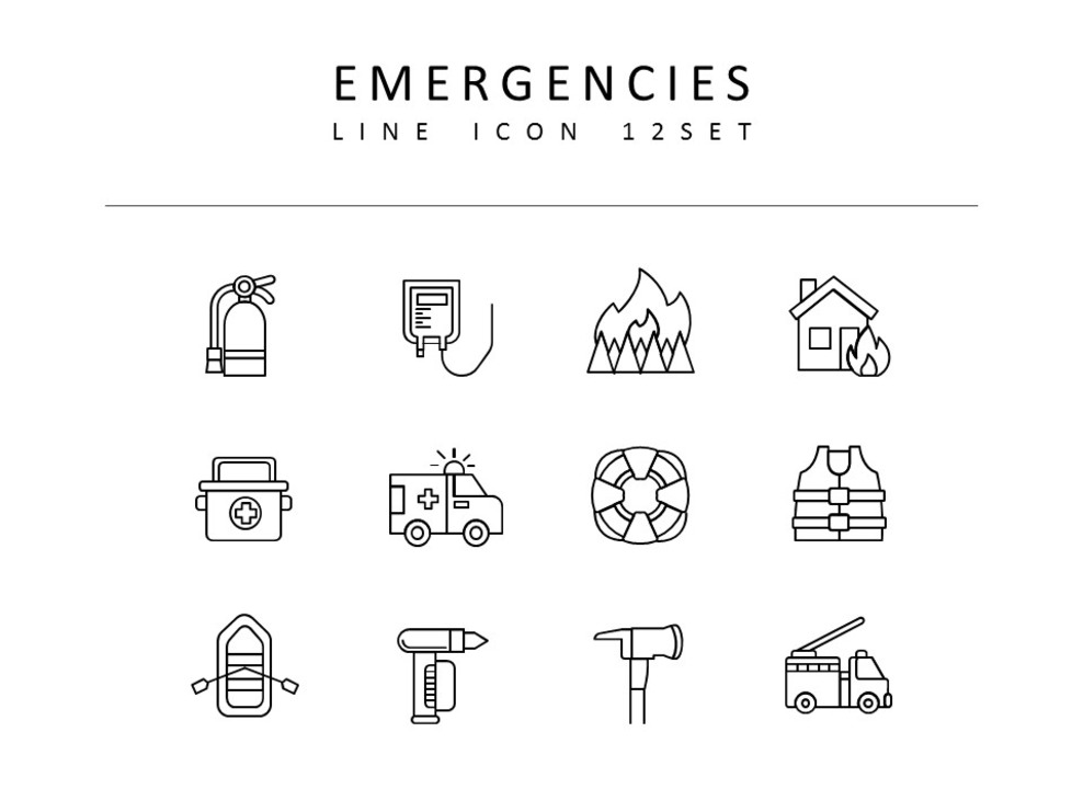 Emergenze Icone di design piatto_01