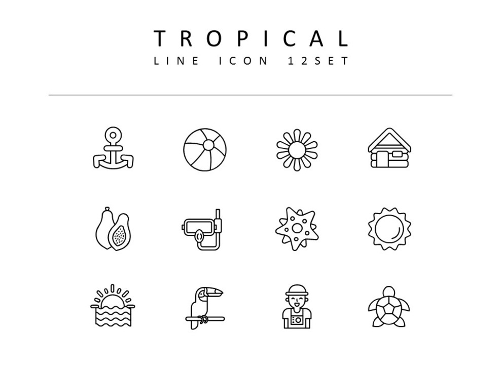 Tropical Icons Set Vector_01