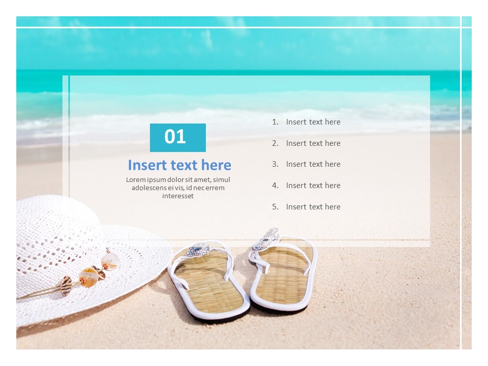 Modello PPT gratuito - Sandalo da spiaggia su una spiaggia sabbiosa_03