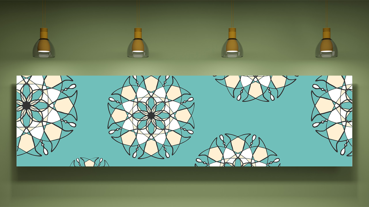 Green, Mint, sky blue Color Art wall Mockup PPT Design