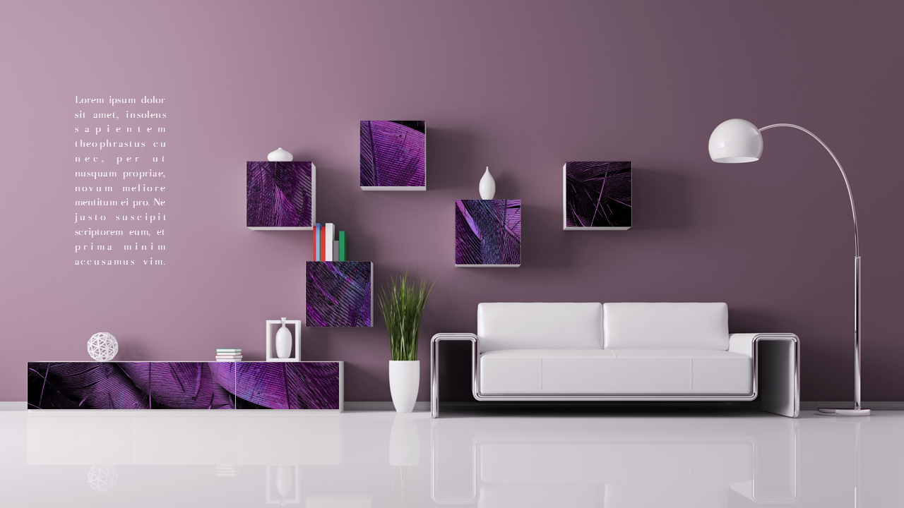 Red Bora Color Art Wall Mockup Ppt