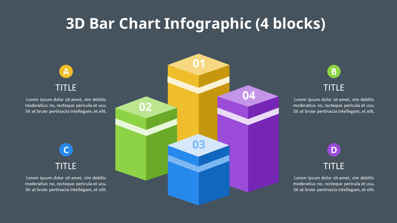 Simple Square 3D Bar Chart Diagram