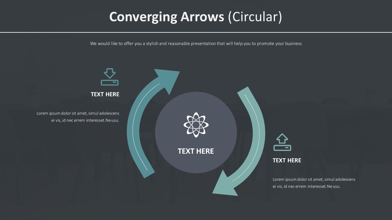 Converging Arrows Diagram (Circular)|Process