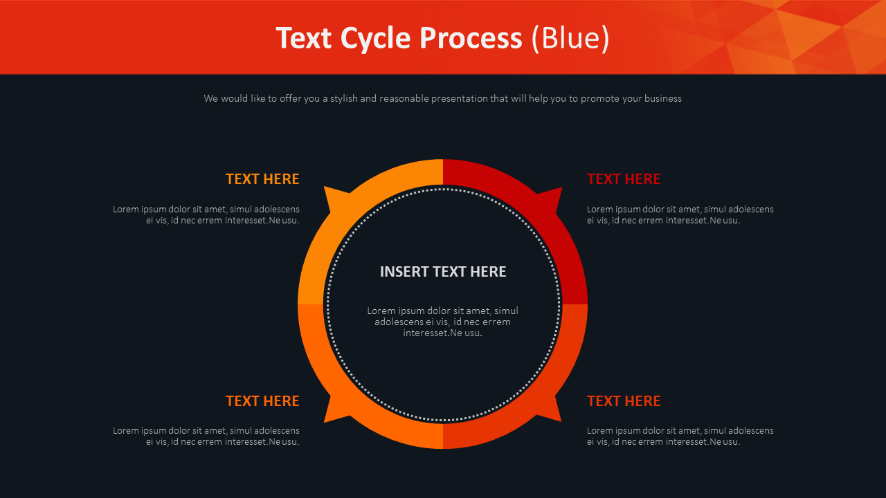 Text Cycle Process Diagram (Blue)