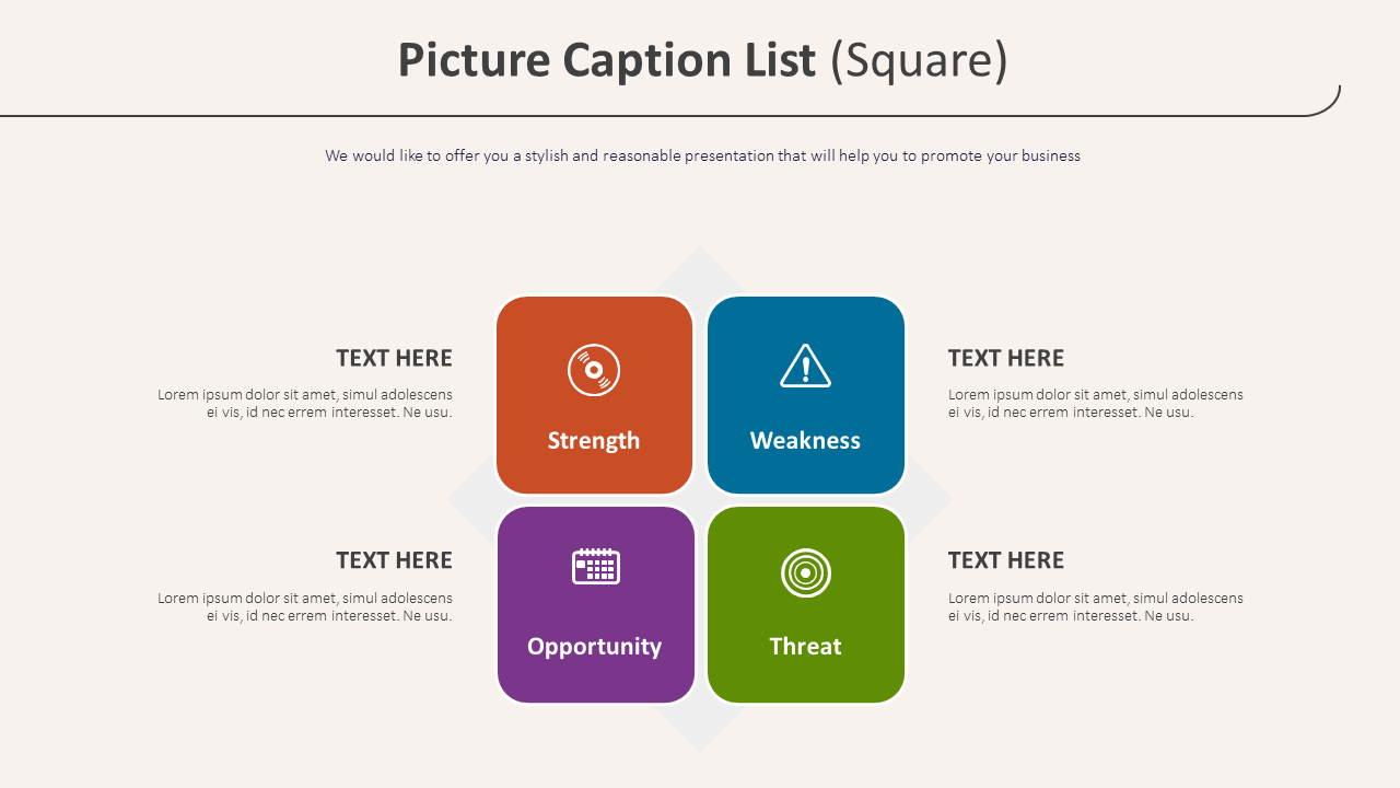 Ppt Slide Four Squares Venn Diagram Business Plan - PowerPoint Templates