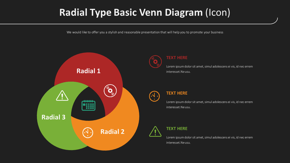 Radial Type Basic Venn Diagram (Symbol)