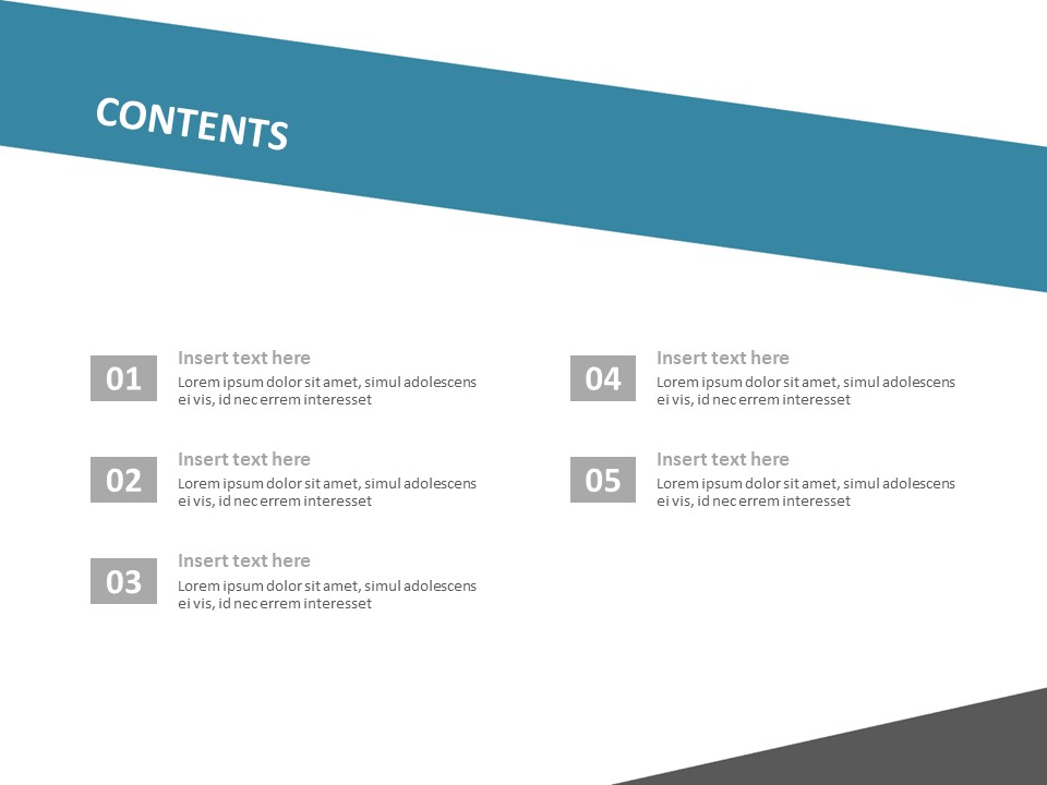 Blue Gray V Shaped Ribbon - Free PPT Template