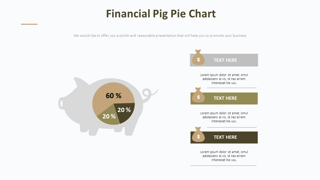 Financial Pig Pie Chart DiagramInfographics