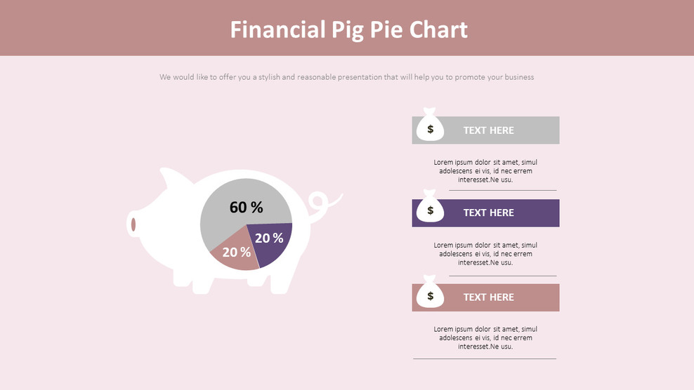Financial Pig Pie Chart DiagramInfographics
