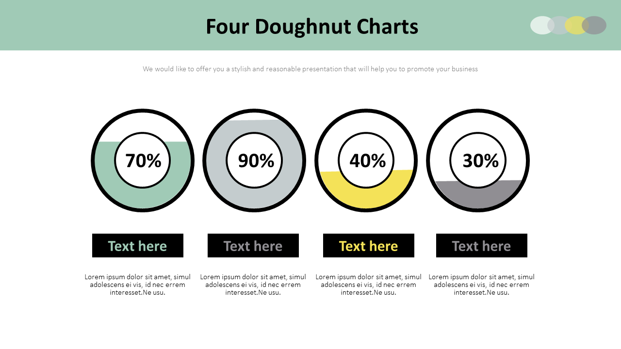 4つのドーナツチャート図 グラフ型