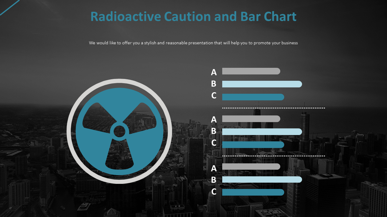 Radioactive Caution and Bar Chart Diagram