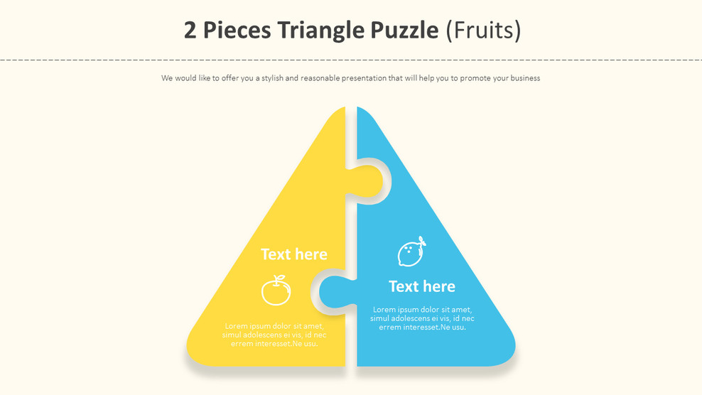 2 Pieces Triangle Puzzle Diagram (Fruits)