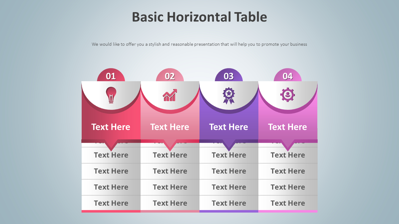 Basic Horizontal Table Diagram