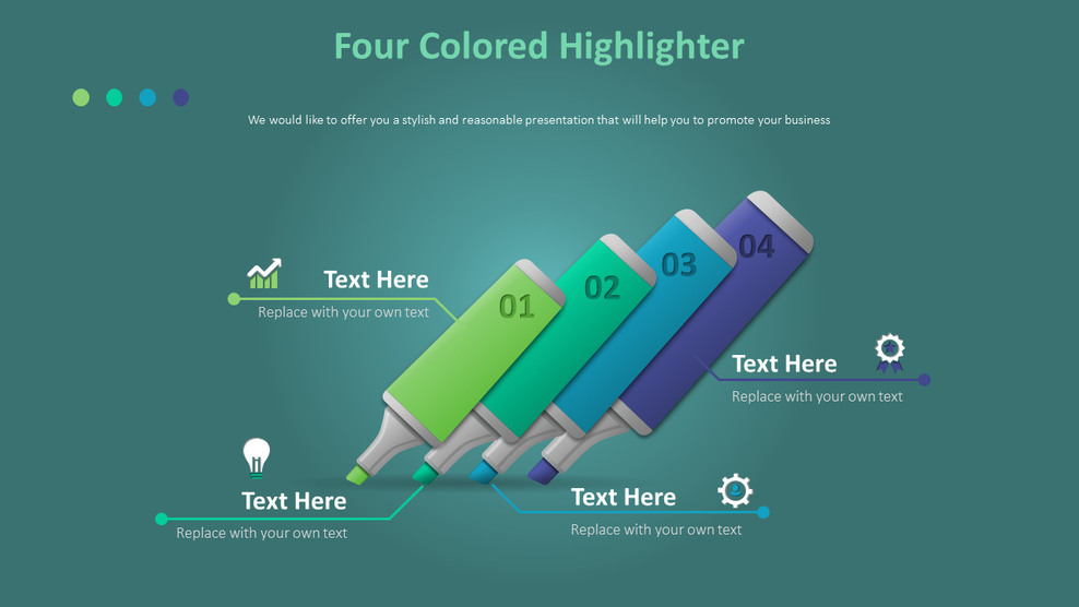 Four Colored Highlighter Diagram