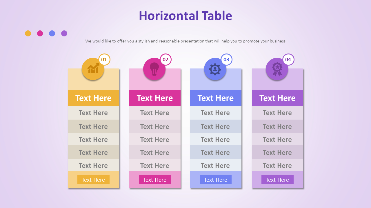 Horizontal Table DiagramTables