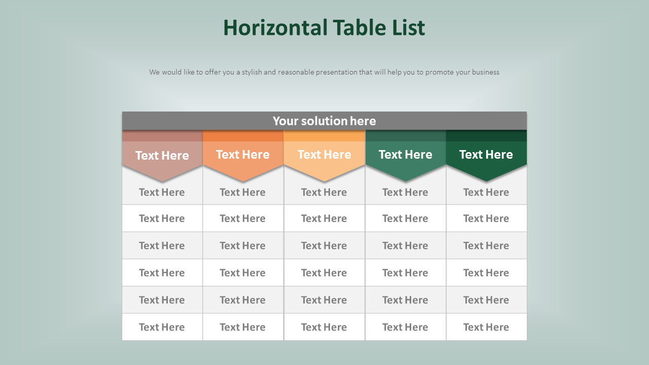 Horizontal table