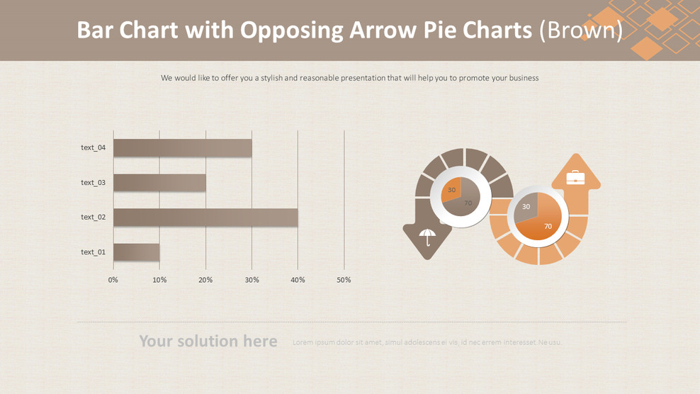 Bar Chart with Opposing Arrow Pie Charts (Brown)_01