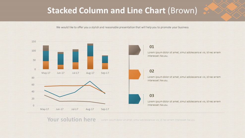 Stacked Column and Line Chart (Brown)