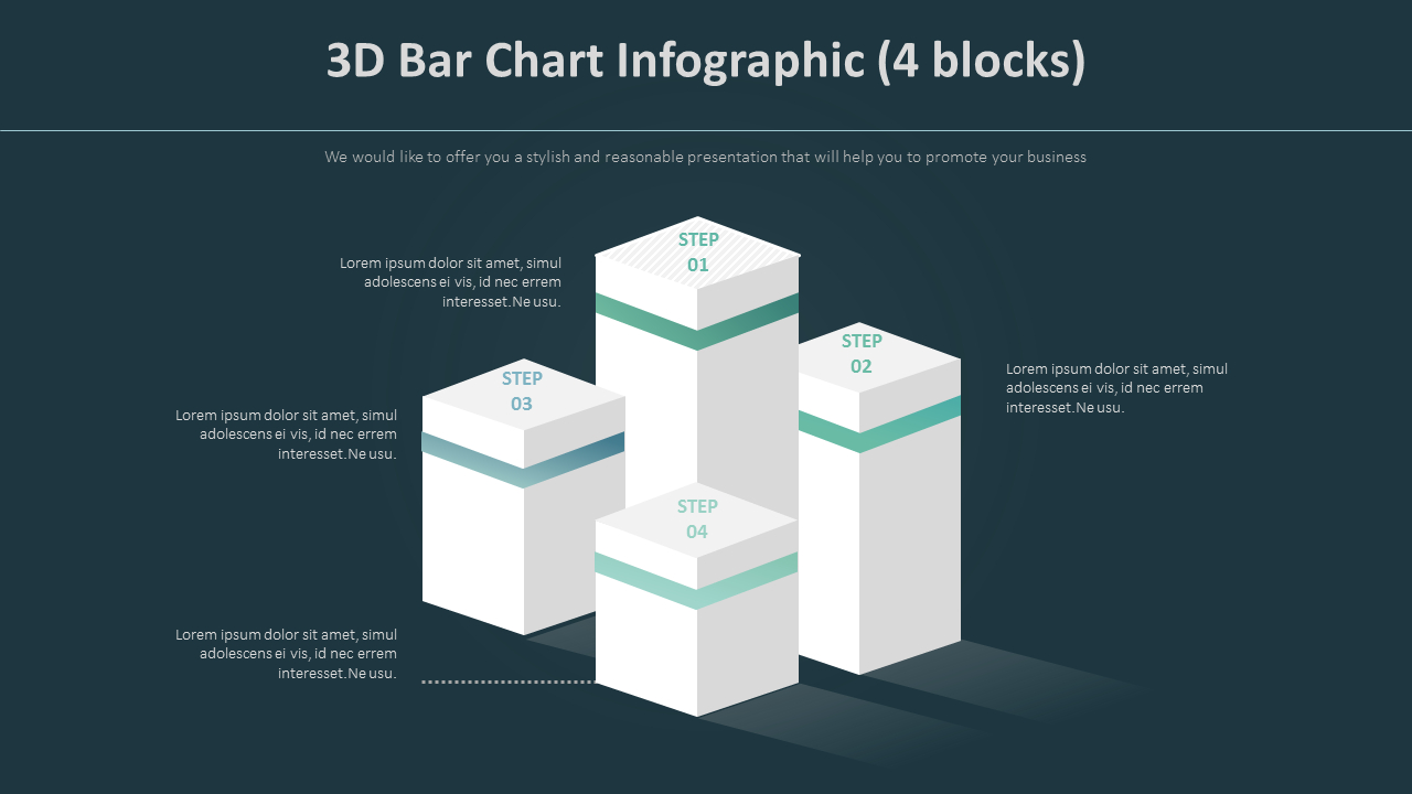 3D Bar Infographic Free PowerPoint Template: Four-Block Data Comparison ...