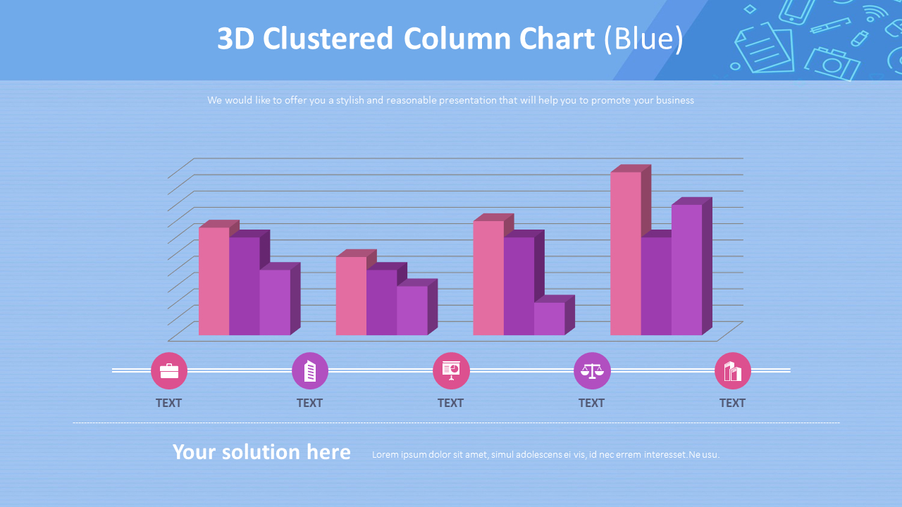 3D Clustered Column Chart (Blue)