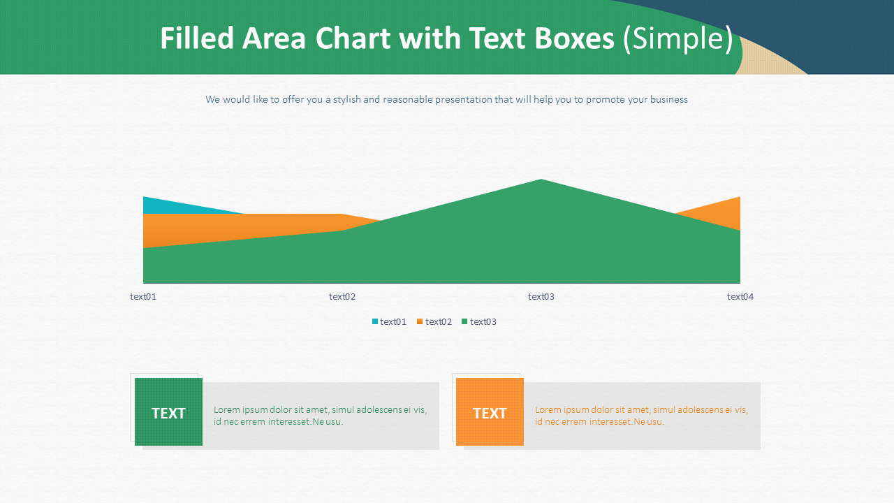 Filled Area Chart with Text Boxes (Simple)