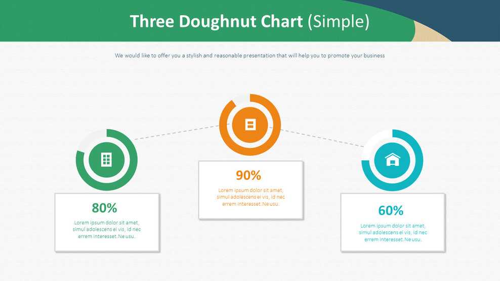 Three Doughnut Chart (Simple)