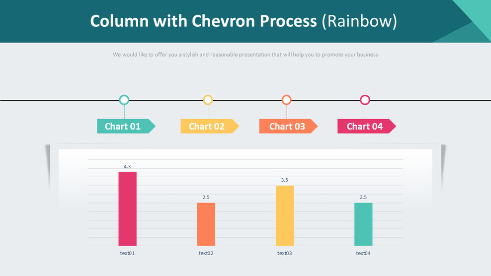 Chevron Process Rainbow Column Free PowerPoint Template for Step-by ...