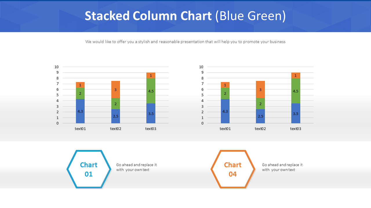 Stacked Column Chart (Blue Green)