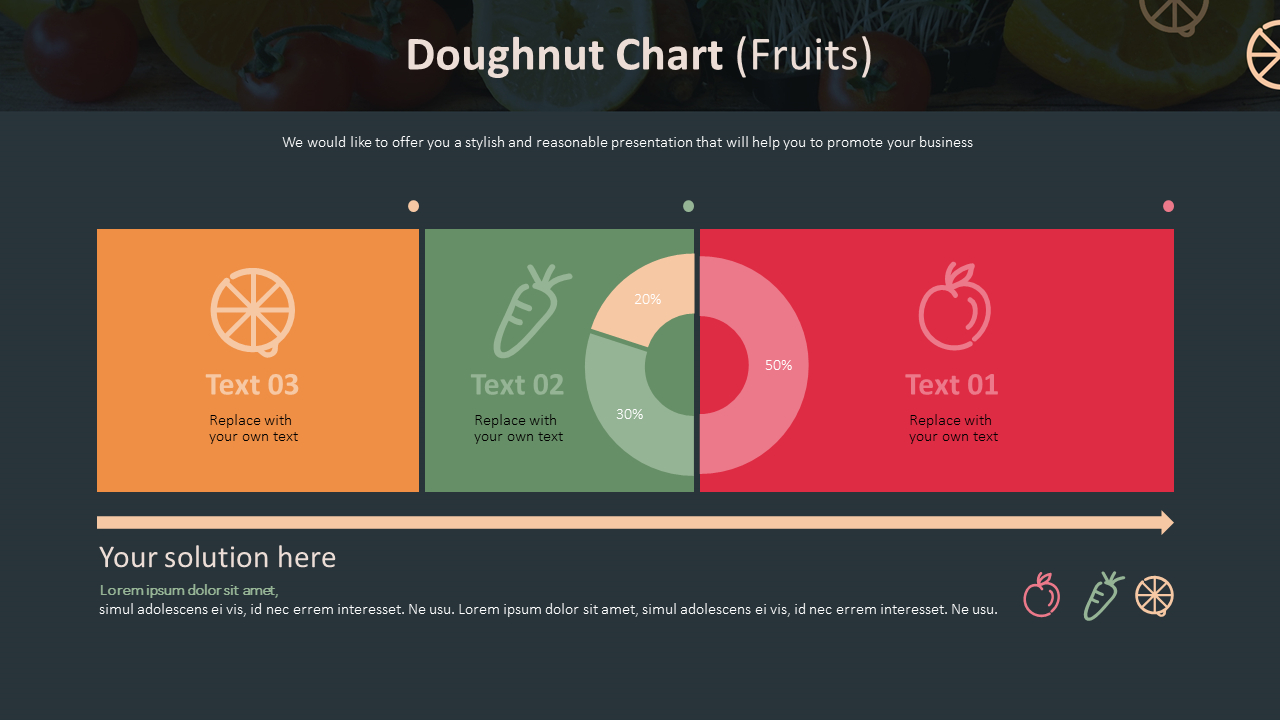 水果甜甜圈图表免费 PowerPoint 模板，用于简单的数据可视化_02