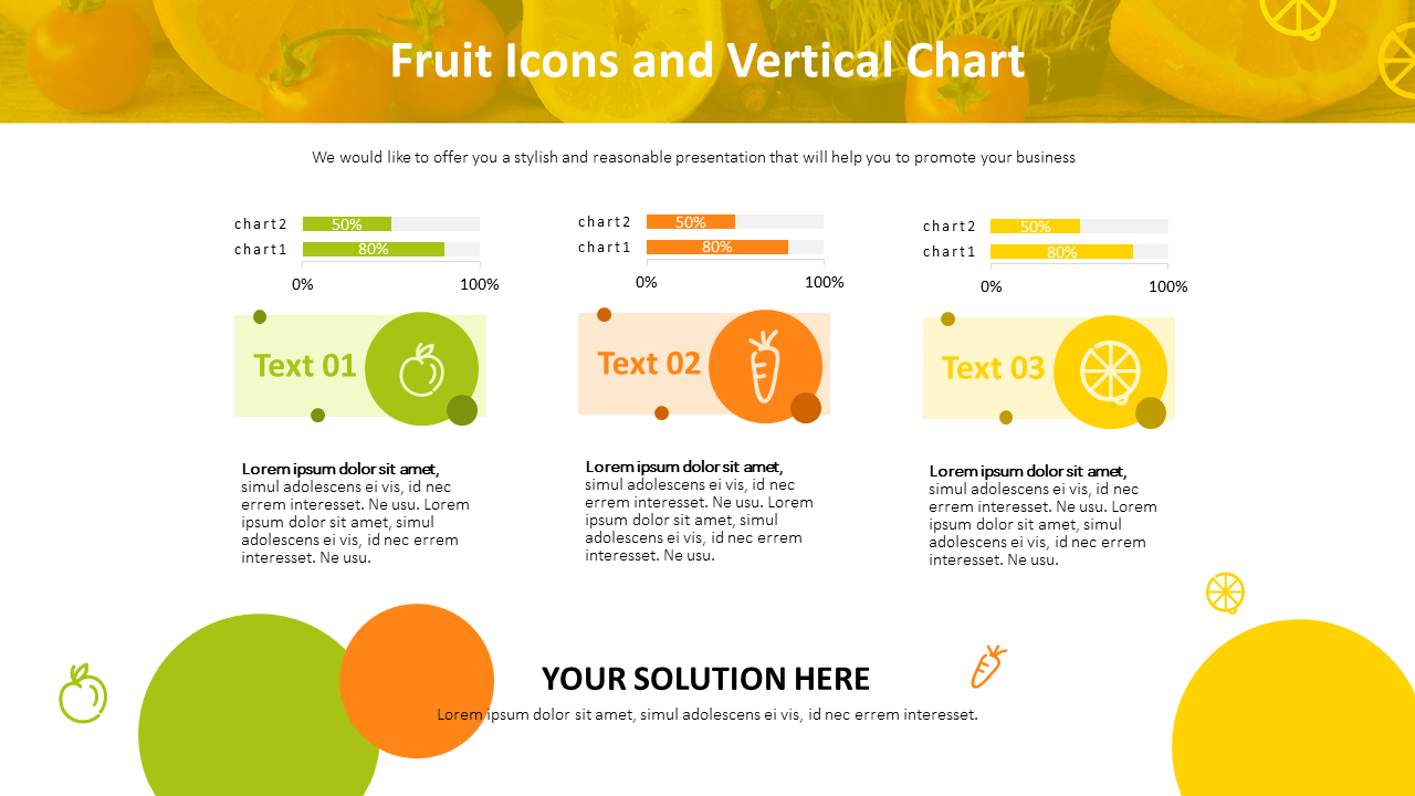 Fruit Icons and Vertical Chart|Bar