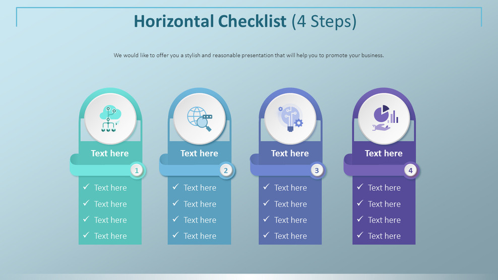 수평 점검 목록 다이어그램 (4 단계)