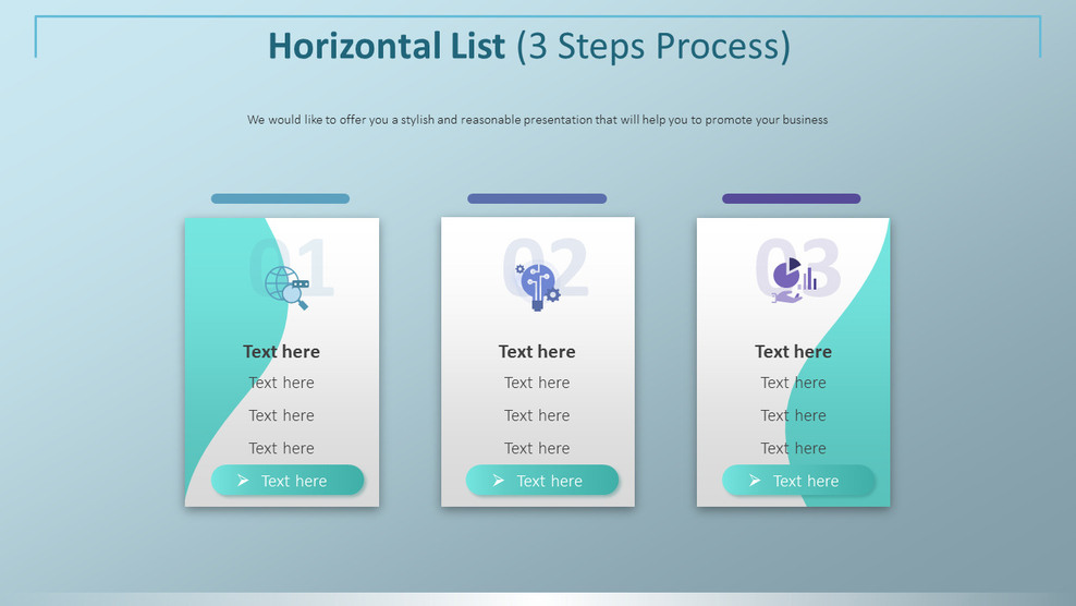 Horizontal List Diagram (3 Steps Process)