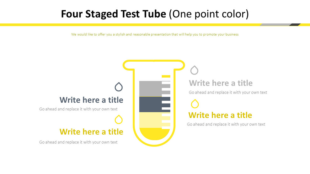 Four Staged Test Tube Diagram (One point color)Infographics