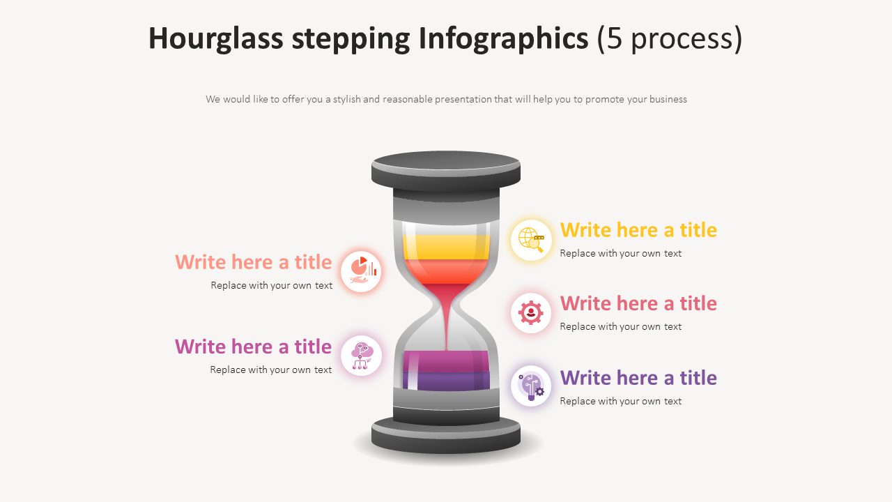 Hourglass with 5 Color Gradation Diagram