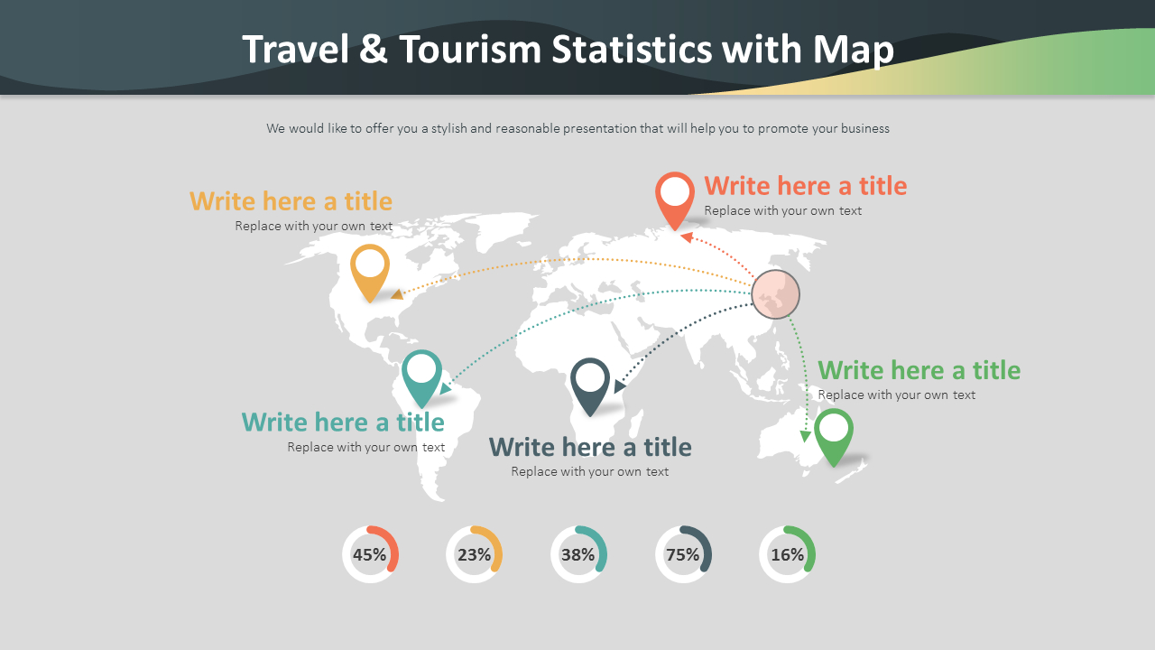 Travel & Tourism Statistics with Map Diagram