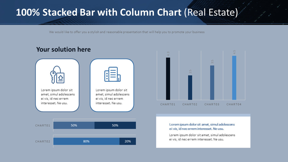 100 Stacked Bar with Column Chart (Real Estate)